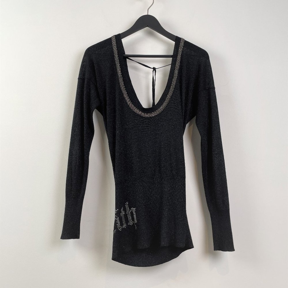 Faith Connexion exaggerated scoop neck embellished sweater